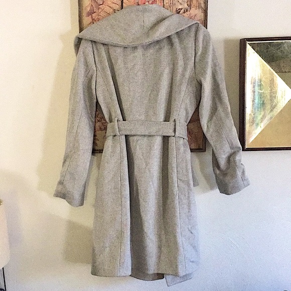 NWOT ANN TAYLOR HERRINGBONE SHAWL COLLAR TIE WAIST WRAP COAT S - Picture 11 of 16